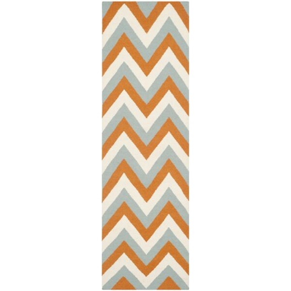 Safavieh Dhurries Hand Woven Flat Weave Runner Rug- Terracotta - Blue- 2 ft. 6 in. x 8 ft. - DHU640C-28