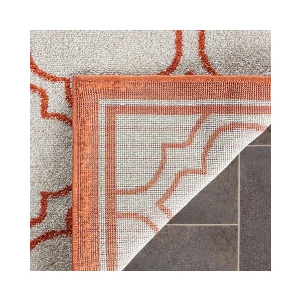 Safavieh 2 Ft.-6 In. X 4 Ft. Runner Indoor-Outdoor Amherst- Ivory And Orange Power Loomed Rug - AMT412F-24