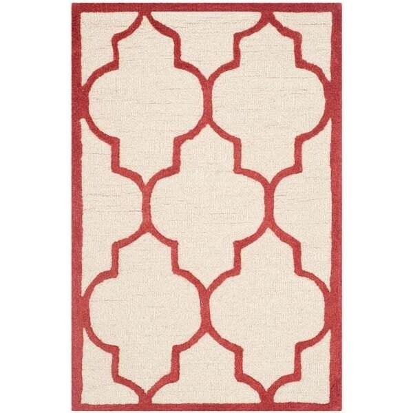 Safavieh Cambridge Hand Tufted Rectangle Rug- Ivory - Rust- 2 x 3 ft. - CAM134I-2