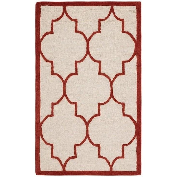 Safavieh Cambridge Hand Tufted Rectangle Rug- Ivory - Rust- 2 x 3 ft. - CAM134I-2