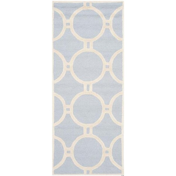Safavieh Cambridge Hand Tufted Runner Rug- Light Blue - Ivory- 2 ft. 6 in. x 6 ft. - CAM145A-26