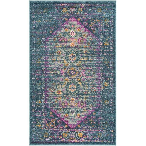 Safavieh 3 x 5 ft. Small Rectangle Madison Power Loomed Rug, Blue and Fuchsia - MAD122C-3