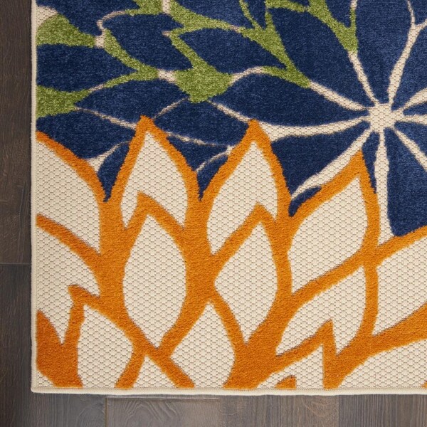 Homeroots 2 x 8 ft. Orange Floral Outdoor Runner Rug - 384628