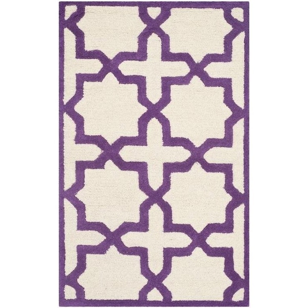 Safavieh Cambridge Hand Tufted Runner RugIvory & Purple 2 ft.-6 in. x 8 ft. - CAM125V-28