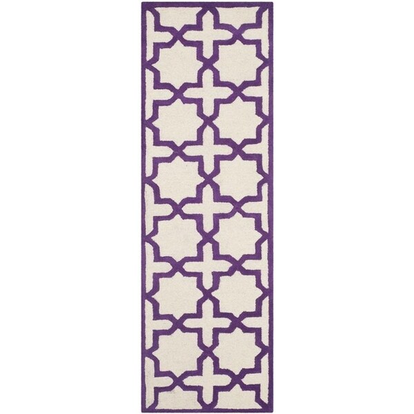 Safavieh Cambridge Hand Tufted Runner RugIvory & Purple 2 ft.-6 in. x 8 ft. - CAM125V-28