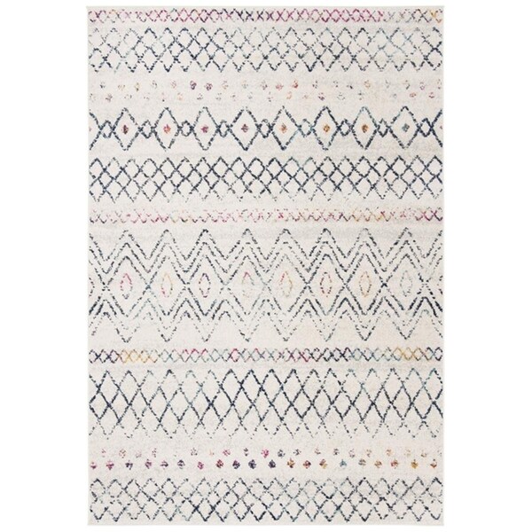 Safavieh 3 x 5 ft. Madison 700 Rectangle Power-Loomed Rug Ivory & Navy - MAD798B-3