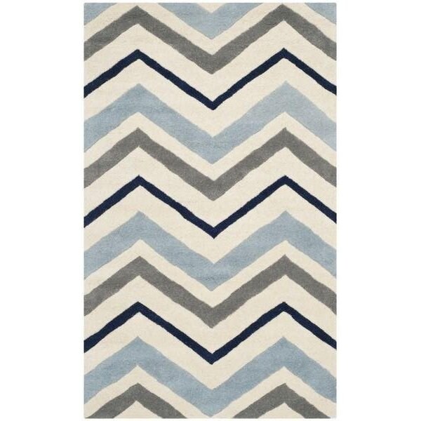 Safavieh Chatham Hand Tufted Rectangle Rug- Ivory - Dark Grey- 2 ft. 3 in. x 5 ft. - CHT749X-25