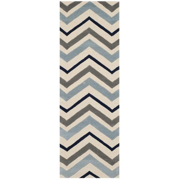 Safavieh Chatham Hand Tufted Rectangle Rug- Ivory - Dark Grey- 2 ft. 3 in. x 5 ft. - CHT749X-25
