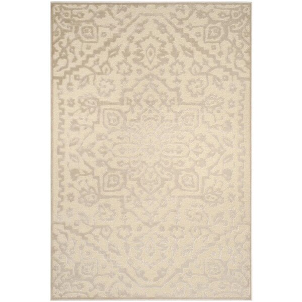 Flowers First 4 x 5 ft. 7 in. Paradise Power Loomed Area Rug, Stone - Small Rectangle - FL1881747