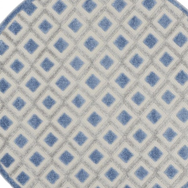 Homeroots 4 ft. Round Blue & Gray Indoor & Outdoor Area Rug - 385150