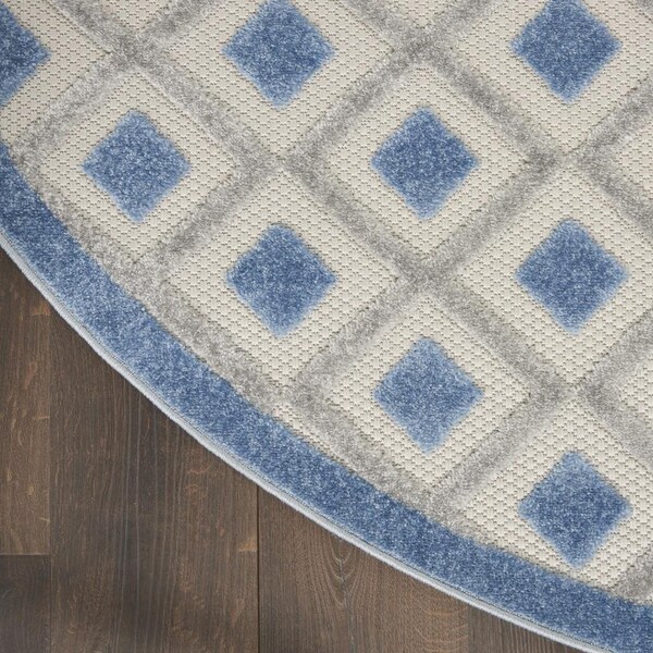 Homeroots 4 ft. Round Blue & Gray Indoor & Outdoor Area Rug - 385150