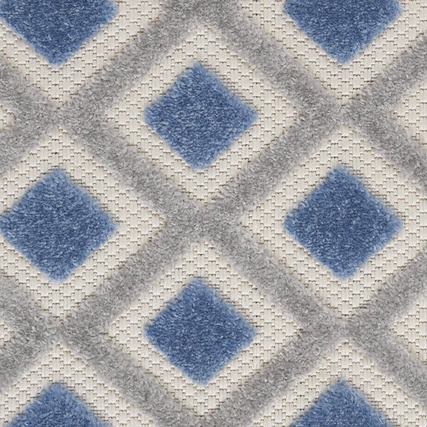 Homeroots 4 ft. Round Blue & Gray Indoor & Outdoor Area Rug - 385150