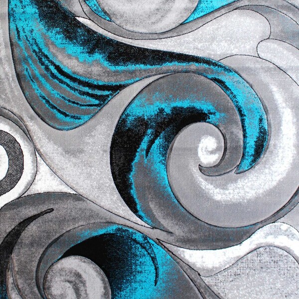 Flash Furniture Turquoise 8' x 10' Modern Ocean Waves Area Rug - ACD-RG410-810-TQ-GG