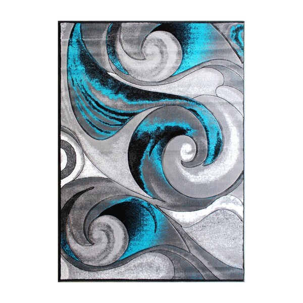 Flash Furniture Turquoise 8' x 10' Modern Ocean Waves Area Rug - ACD-RG410-810-TQ-GG