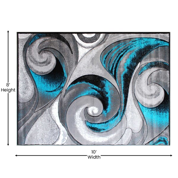 Flash Furniture Turquoise 8' x 10' Modern Ocean Waves Area Rug - ACD-RG410-810-TQ-GG