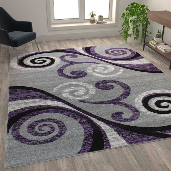 Flash Furniture Purple 8' x 10' Distressed Abstract Area Rug - OKR-RG1100-810-PU-GG
