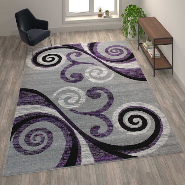 Flash Furniture Purple 8' x 10' Distressed Abstract Area Rug - OKR-RG1100-810-PU-GG