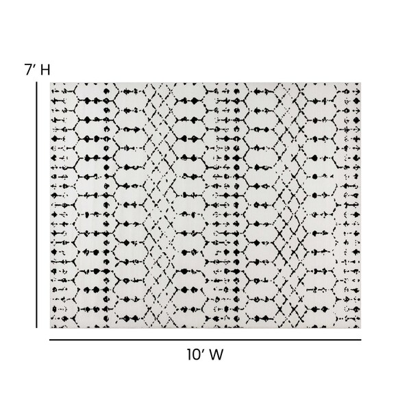 Flash Furniture Geometric Bohemian Low Pile Rug - 8' x 10' - Ivory/Black - RC-CR19-1330-810-WH-GG