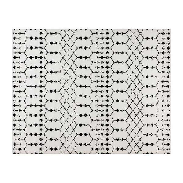 Flash Furniture Geometric Bohemian Low Pile Rug - 8' x 10' - Ivory/Black - RC-CR19-1330-810-WH-GG