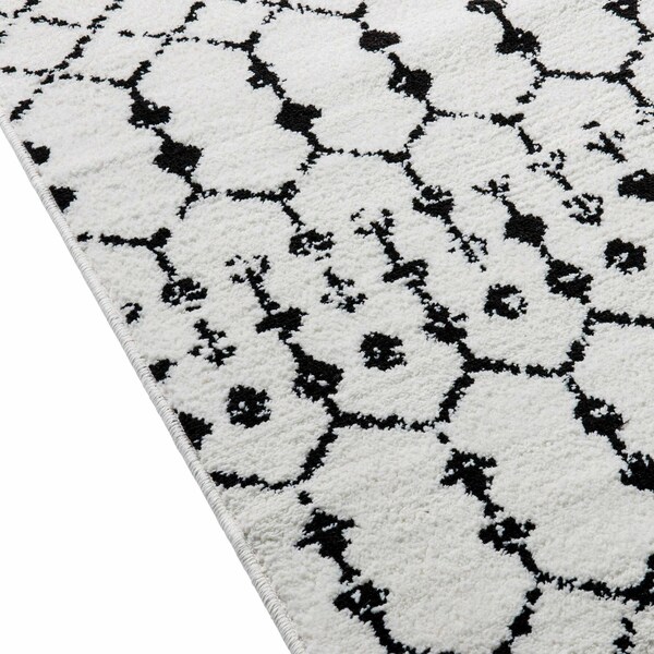 Flash Furniture Geometric Bohemian Low Pile Rug - 8' x 10' - Ivory/Black - RC-CR19-1330-810-WH-GG