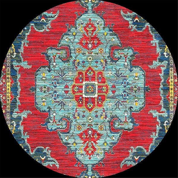 Safavieh 6 x 6 ft. Tucson Traditional Round Rug; Rust & Blue - TSN153P-6R