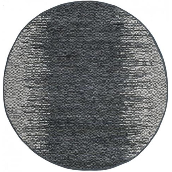 Flowers First 6 x 6 ft. Round Vintage Leather Hand Woven Rug, Light Grey & Charcoal - FL1860231