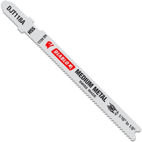 Diablo 3-5/8 in. High Speed Steel T-Shank Jig Saw Blade 17/24 TPI 5 pk - DJT118A5