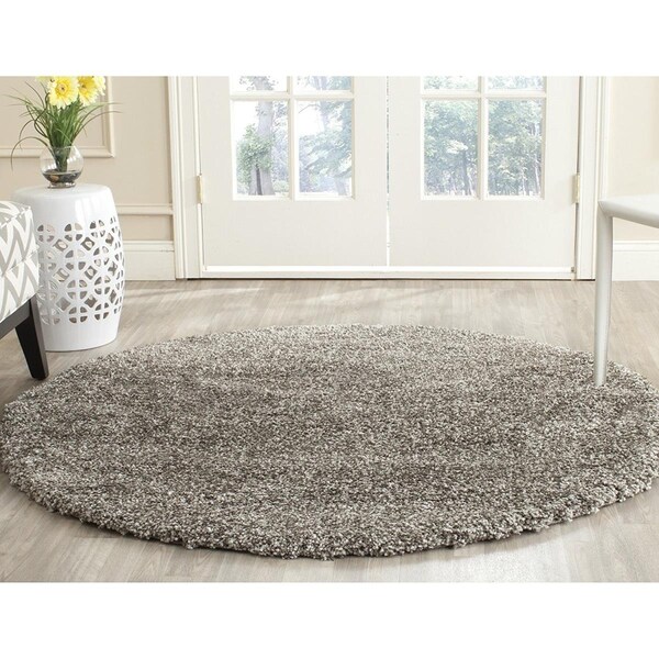 Safavieh 3 x 3 ft. Milan Shag Power Loomed 16 x 30 Round Area Rug, Grey - SG180-8080-3R