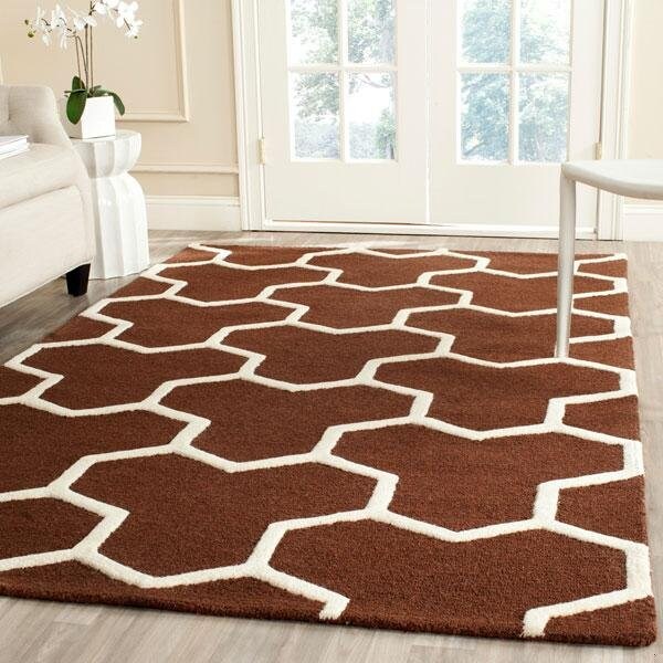 Safavieh Cambridge Hand Tufted Rectangle Rug- Dark Brown - Ivory- 2 x 3 ft. - CAM146H-2