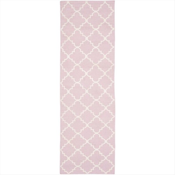 Safavieh 2 ft. -6 in. x 4 ft. Runner Contemporary Dhurries- Pink and Ivory- Flatweave Rug - DHU554P-24