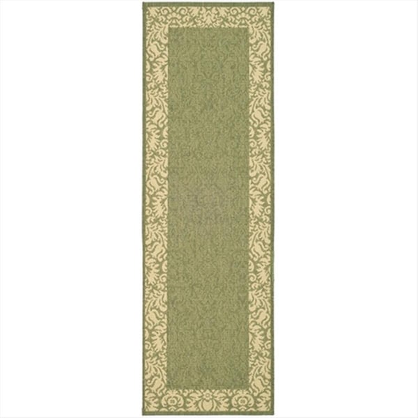 Safavieh 2 Ft. -4 In. X 9 Ft. -11 In. Runner Indoor-Outdoor Courtyard- Olive And Natural- Machine Made Rug - CY2727-1E06-210