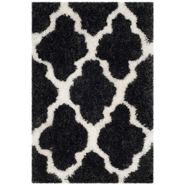 Safavieh Barcelona Shag Hand Tufted Rectangle Rug- Graphite - Ivory- 2 x 3 ft. - BSG319D-2