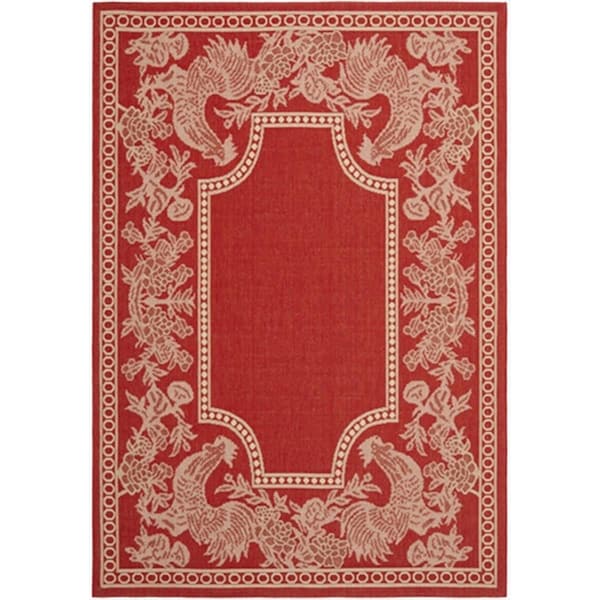Safavieh 2 Ft. X 3 Ft. -7 In. Accent Indoor-Outdoor Courtyard, Red And Natural, Machine Made Rug - CY3305-3707-2