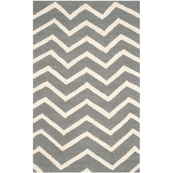Safavieh Cambridge Hand Tufted Rectangle Rug- Dark Grey - Ivory- 2 ft. 6 in. x 6 ft. - CAM714D-26