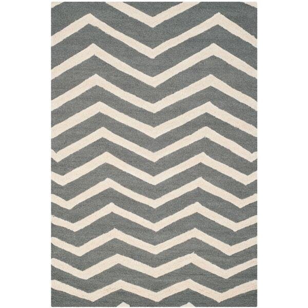 Safavieh Cambridge Hand Tufted Rectangle Rug- Dark Grey - Ivory- 2 ft. 6 in. x 6 ft. - CAM714D-26