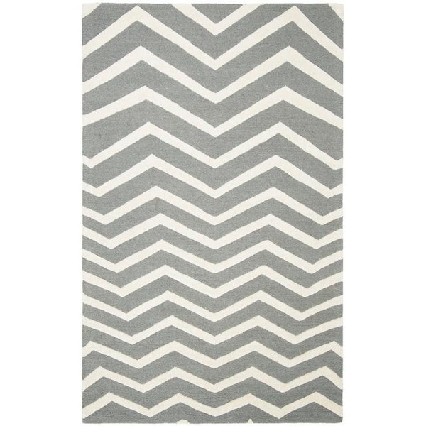 Safavieh Cambridge Hand Tufted Rectangle Rug- Dark Grey - Ivory- 2 ft. 6 in. x 6 ft. - CAM714D-26