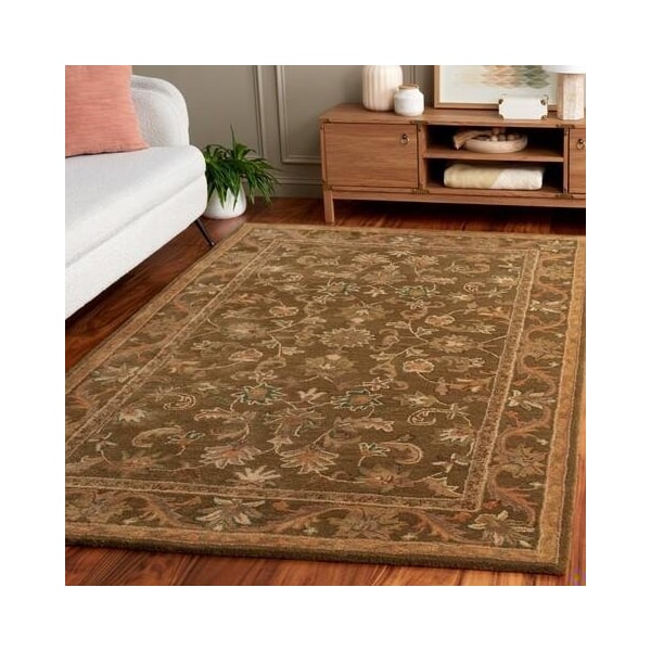 Safavieh 2 ft.-6 in. x 5 ft. Antiquity Hand Tufted Half Moon Area RugOlive & Gold - AT52A-25HM