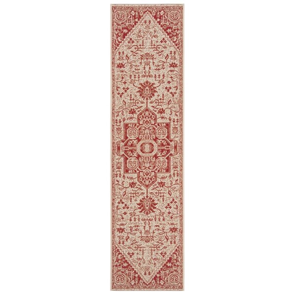 Safavieh 2 ft.-2 in. x 6 ft. Linden 100 Runner Rug - Red & Creme - LND138Q-26