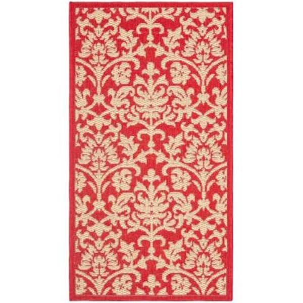 Safavieh 2 Ft. -7 In. X 5 Ft. Small Rectangle Indoor-Outdoor Courtyard- Red And Natural- Machine Made Rug - CY3416-3707-3