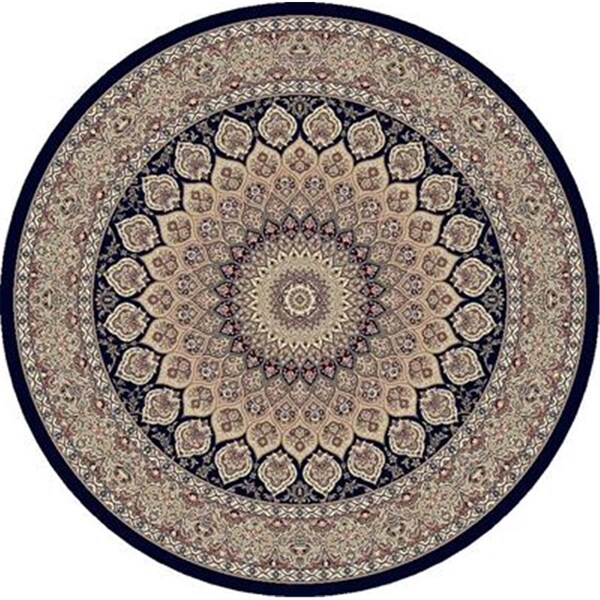 Dynamic Rugs Ancient Garden Round Rug, Navy - 5 ft. 3 in. - ANR5570903484