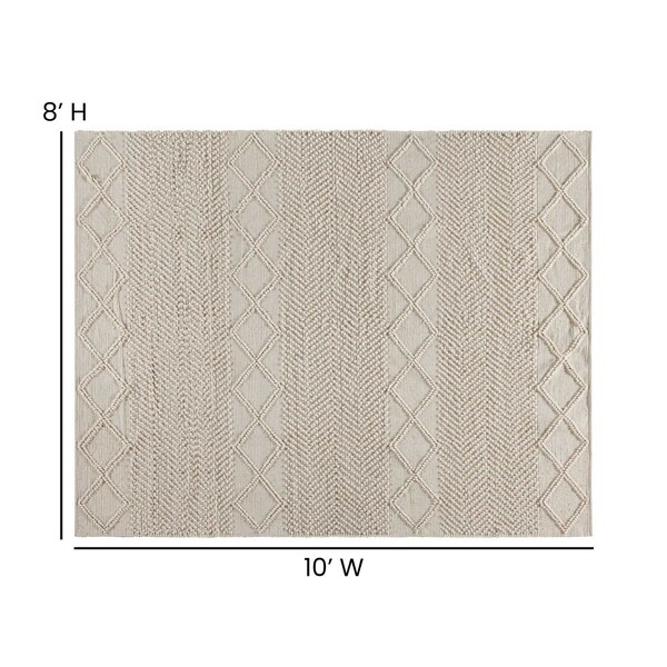 Flash Furniture 8'x10' White & Ivory Handwoven Geometric Area Rug - CI-20-9450A-810-CR-GG