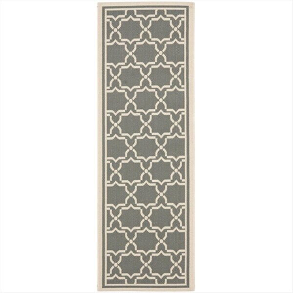 Safavieh 2 Ft. -4 In. X 9 Ft. -11 In. Runner Indoor-Outdoor Courtyard- Anthracite And Beige- Machine Made Rug - CY6916-246-210