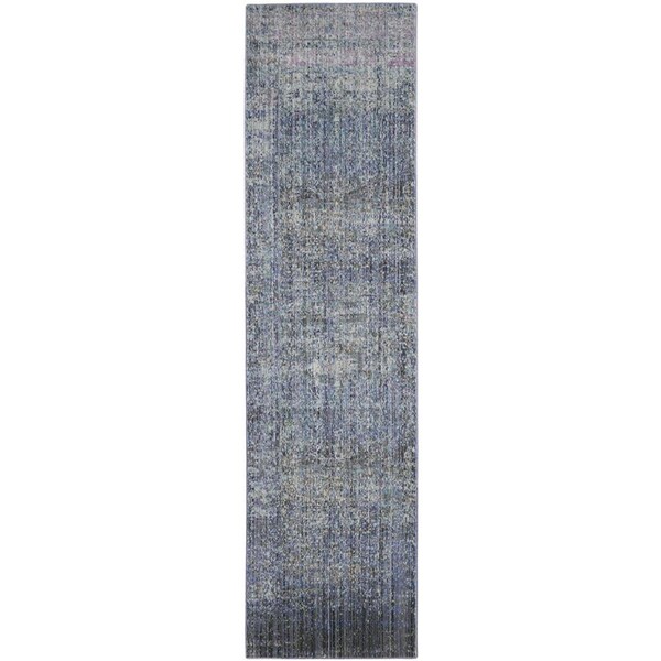 Flowers First 2 ft. 3 in. x 12 ft. Mystique Power Loomed Runner Rug, Blue & Multi Color - FL1909613
