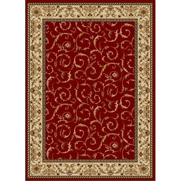 Auric 1599-1531-RED Como Rectangular Red Transitional Italy Area Rug, 5 ft. 5 in. W x 7 ft. 7 in. H - AU2481333