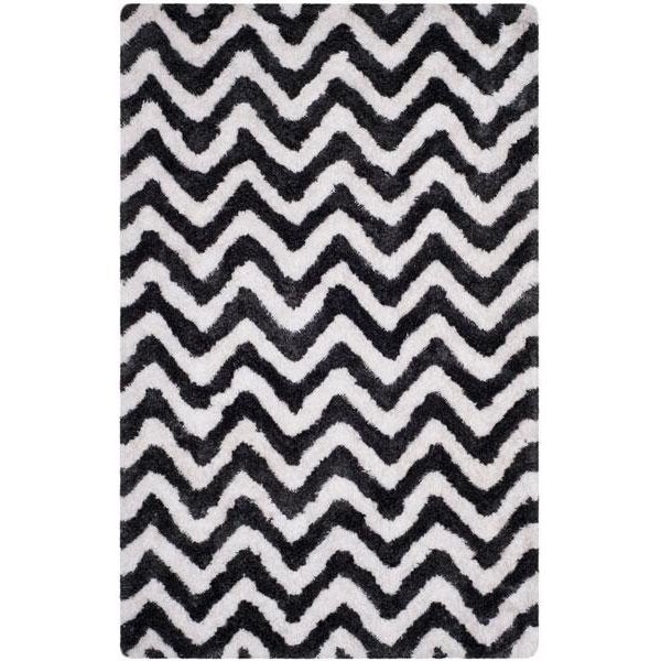 Safavieh Barcelona Shag Hand Tufted Rectangle Rug- Graphite - Ivory- 4 x 6 ft. - BSG320D-4