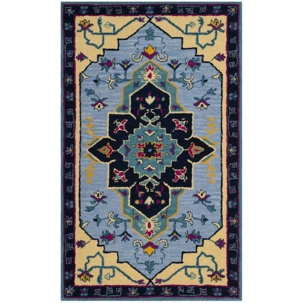 Safavieh Bellagio Hand Tufted Square Area RugLight Blue & Multicolor 5 x 5 ft. - BLG506B-5SQ