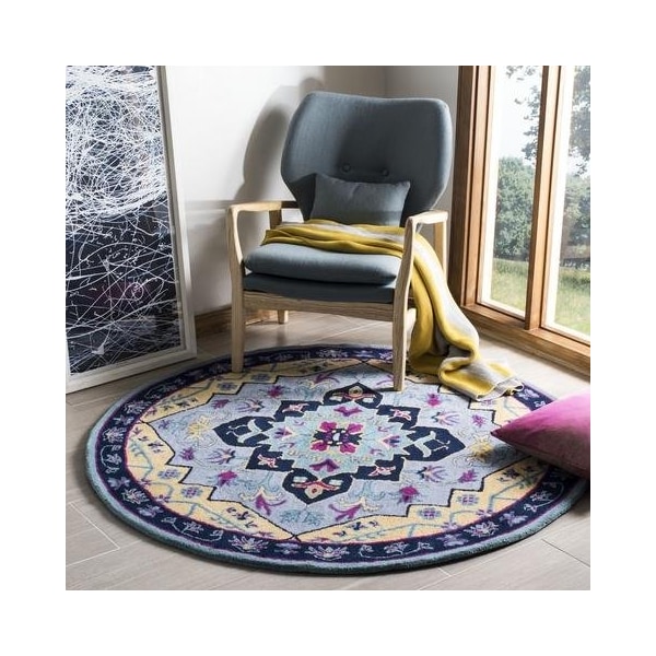 Safavieh Bellagio Hand Tufted Square Area RugLight Blue & Multicolor 5 x 5 ft. - BLG506B-5SQ