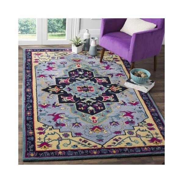 Safavieh Bellagio Hand Tufted Square Area RugLight Blue & Multicolor 5 x 5 ft. - BLG506B-5SQ