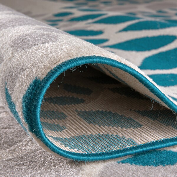 World Rug Gallery Modern Floral Circles Design 6'6'' Round Blue Area Rug - 9099BLUE6RND