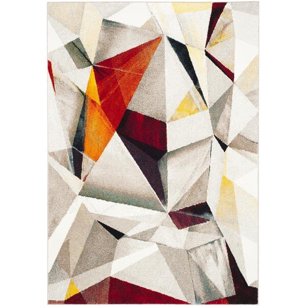 Flowers First 2 ft. 7 in. x 5 ft. Porcello Power Loomed Area Rug, Light Grey & Orange - Small Rectangle - FL1874469